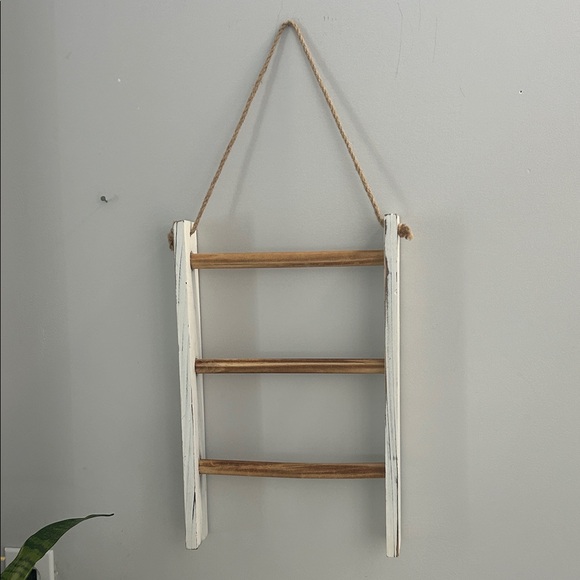 Other - Rustic White and Natural Wood Hanging Ladder Wall Decor